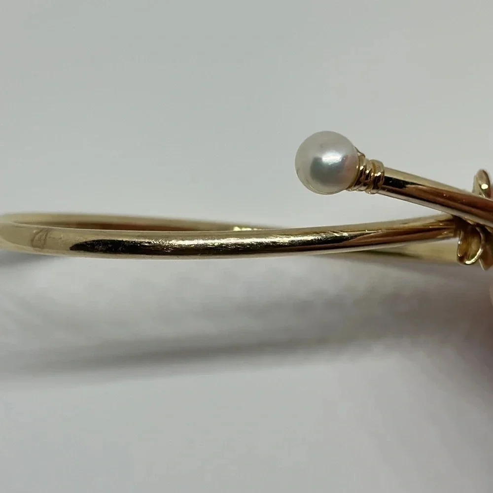 14k real solid yellow gold real pearl